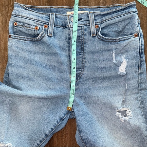 Levi's Wedgie Straight Jeans Women’s 28 Button Fly Medium Wash Vintage Ra Hem - Picture 6 of 12